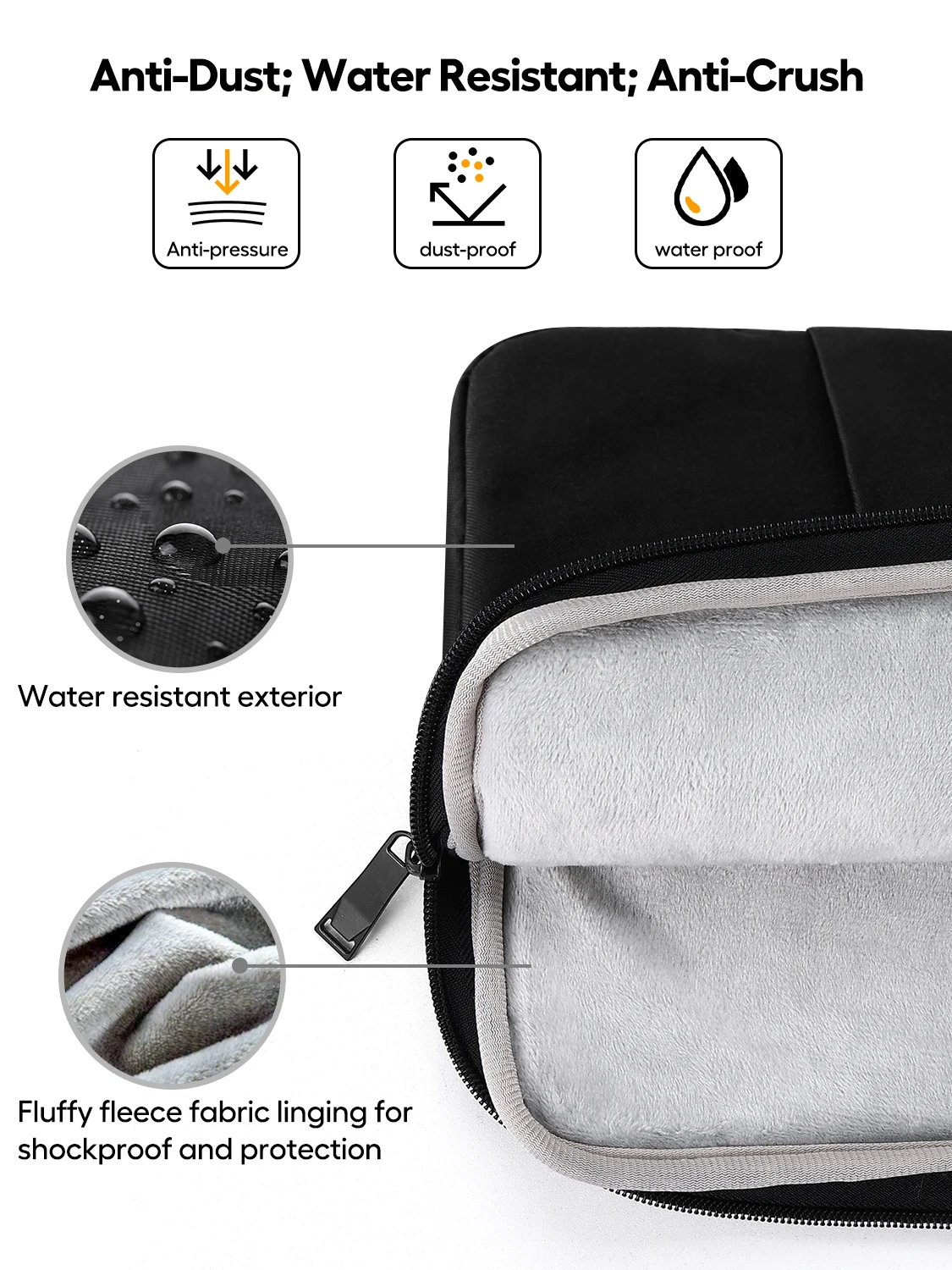 19.5-Inch Polyester Laptop Sleeve with Pocket, Zipper, and Handle - Vertical Style Protective Case
