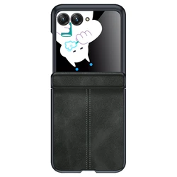 Ultra - Thin Green PU Leather Matte Case with Hinge Protection - Motorola Razr+ 2025 (Black)
