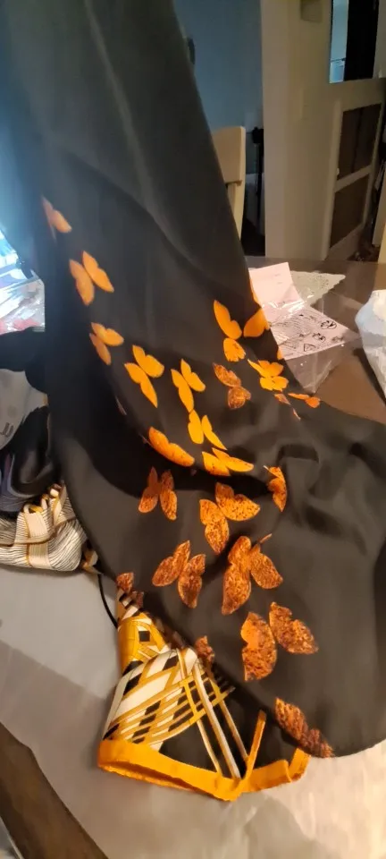 Elegant Long Headband Yellow Floral Silk Scarf photo review