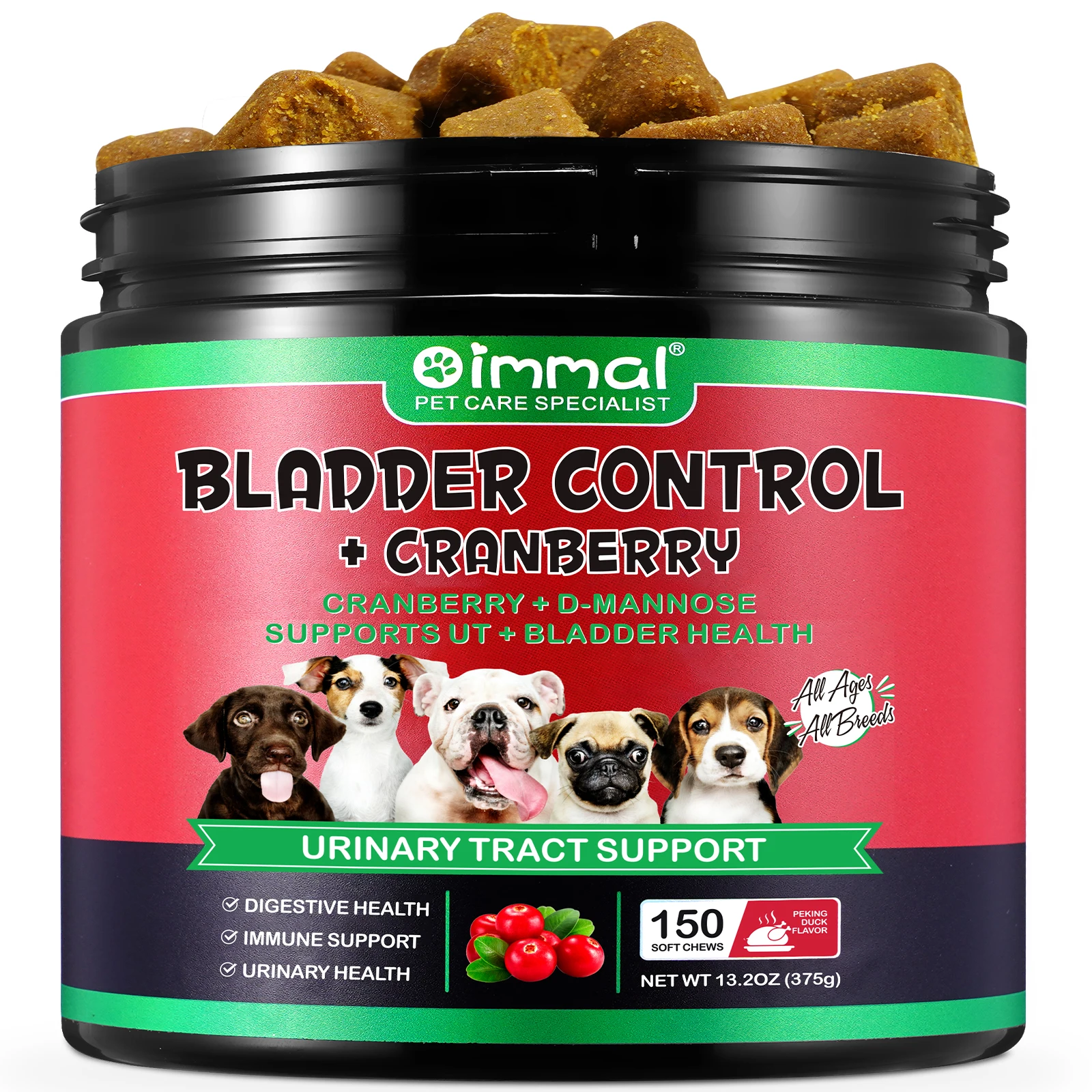 Cranberry Bladder Health for Dogs Active Ingredients Cranberry D-Mannose Support Dog Urinary Tract Kidney Health