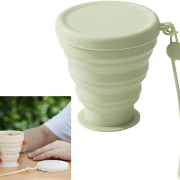 Silicone folding cup, BPA-free portable collapsible travel cup, ideal for picnics, camping, and outdoor hiking