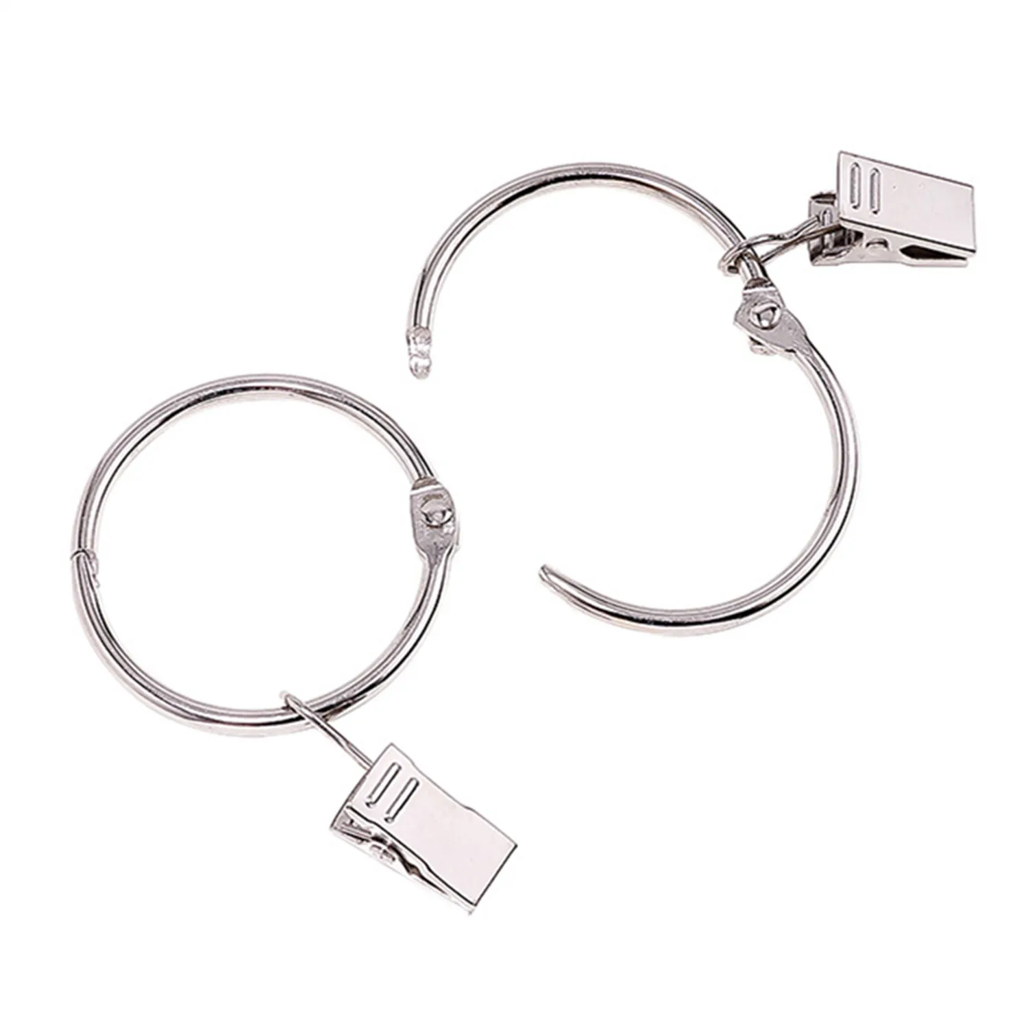 36pcs Black/Silver Metal Openable Curtain Rings with Clips, 1.5 Inch Interior Diameter, Fits up to 1.2 Inch Rod, Heavy Dut