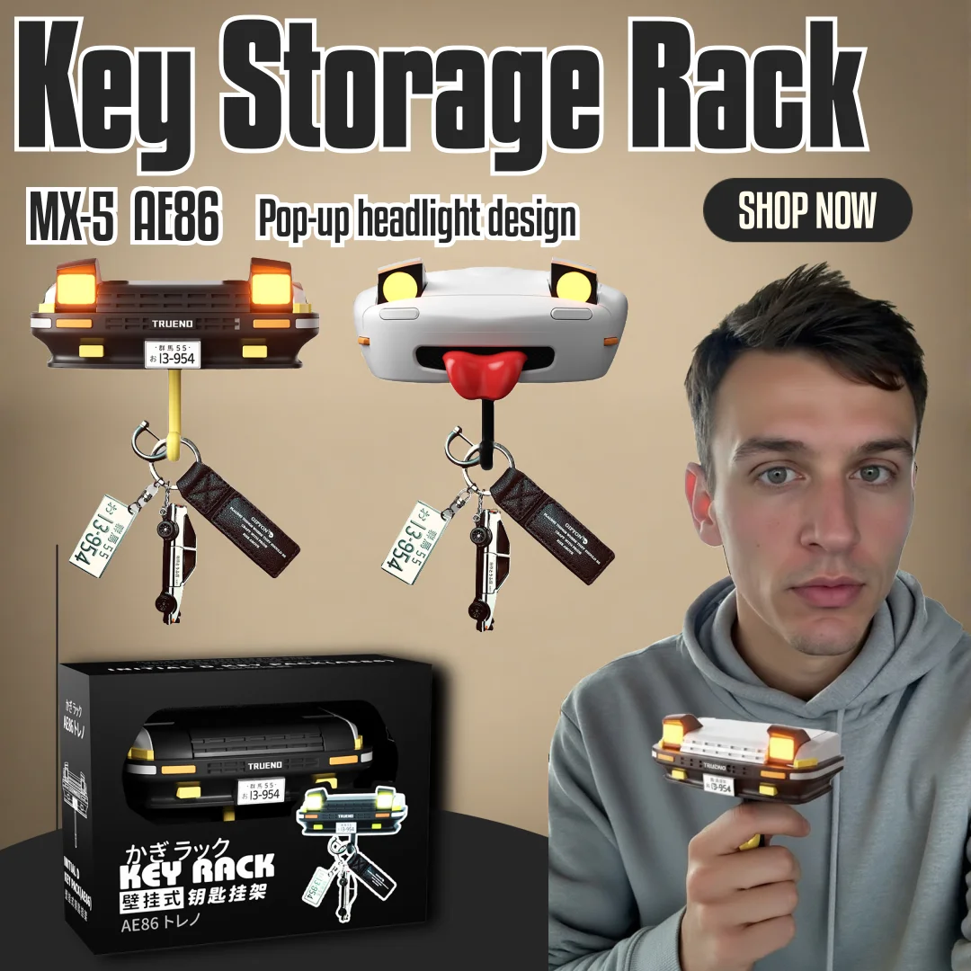 AE86 Car Creative Hook Headlight Key Storage Rack Novel Pop-up Design Wall Mounted For Living Room Enterway