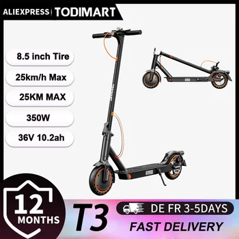 Scooter elettrico pieghevole portatile TODIMART T3 con controllo tramite motore APP 350W 36V 10,4Ah velocità 25 km/h pneumatico