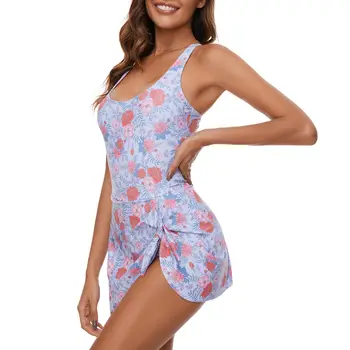 Floral Skirted One-Piece Swimsuit for Women – Tummy Control Modest Swimwear, Summer Beach Vacation Look 4
