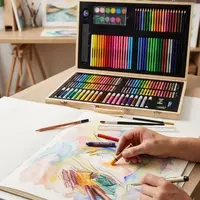 180PCS Drawing Art Kit for Kids Oil Pastels Paint Brushes Watercolor Pens Coloring Set Gift 3