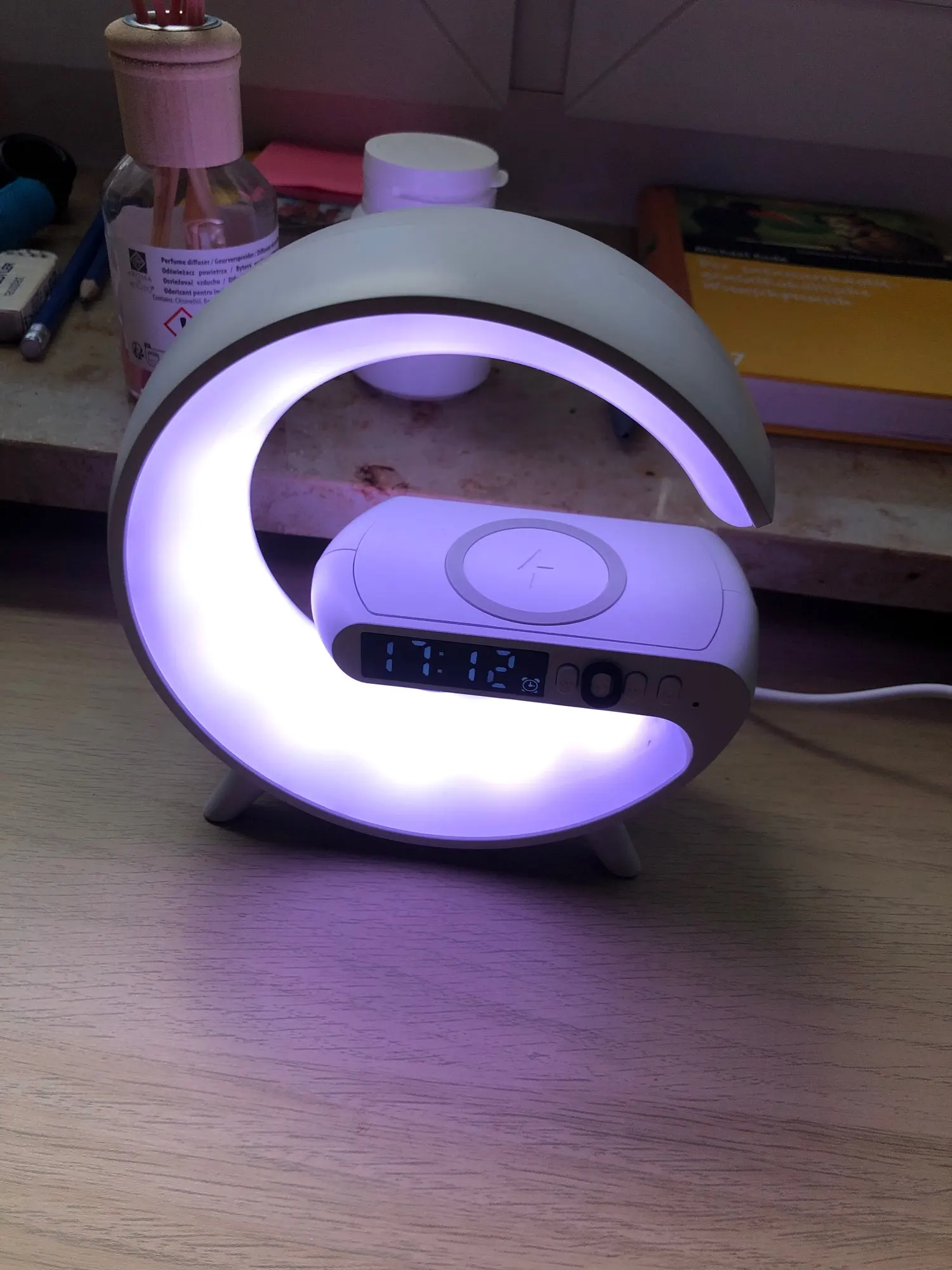 Multifuncional carregador sem fio suporte almofada rgb luz despertador alto- falante para iphone samsung xiaomi mini estação doca de carregamento rápido - AliExpress 202192403