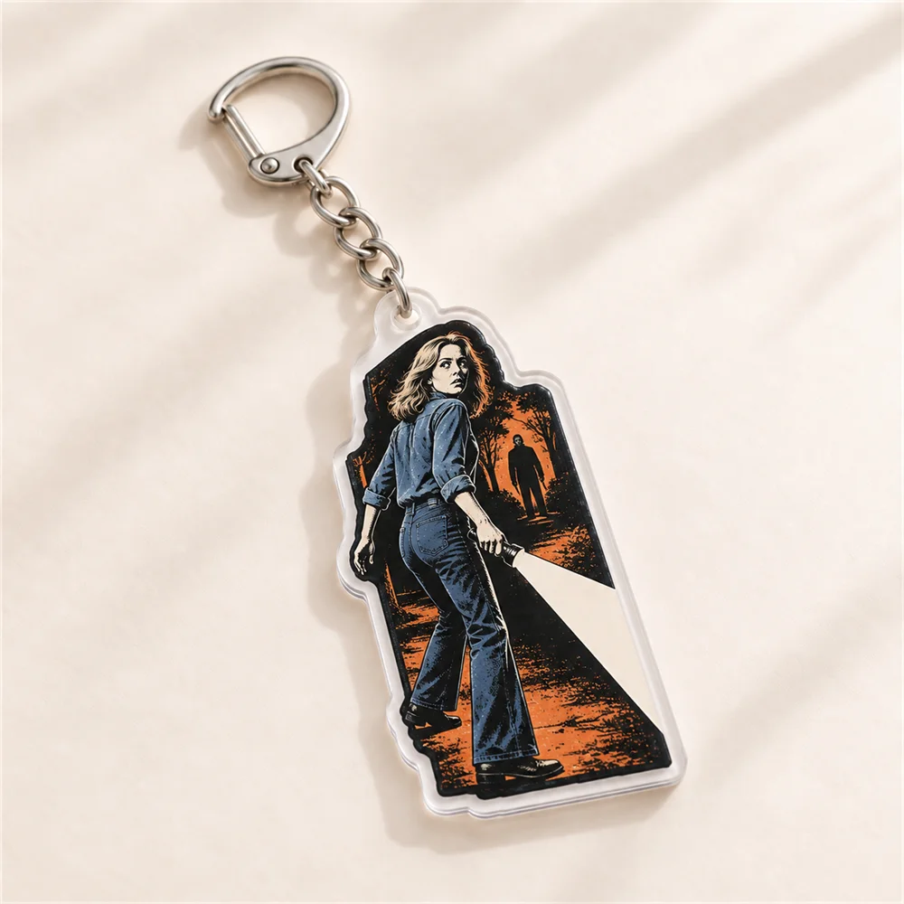 Halloween The Game Michael Myers Acrylic Keychain Accessories Bag Charm Retro Horror Keyrings Pendant Gift for Fans Friends