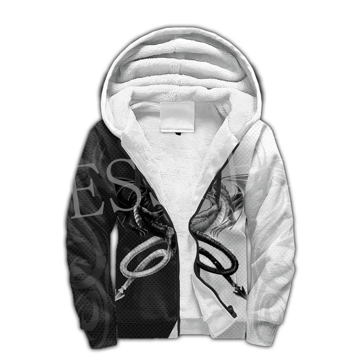 Custom Name Cosplay Animal Dragon Tattoo Vintage Harajuku Winter Coat Tracksuit 3DPrint Warm Thicker Fleece Hoodies Overcoat X1 2