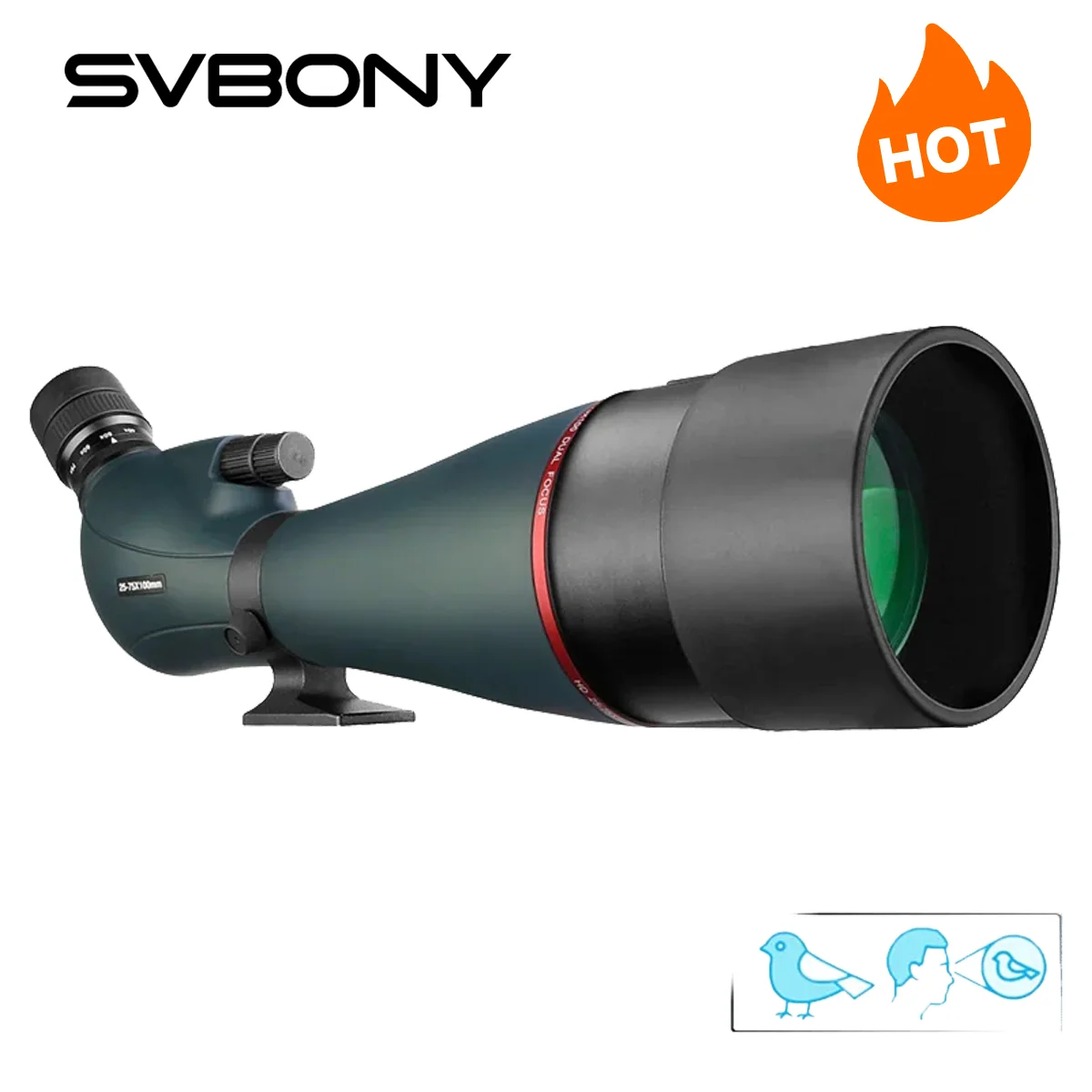 Spotting Scope SVBONY Telescope SV406/SV406P ED 20-60x80/25-75X100/16-48X65 Dual Focus IPX7 Waterproof For BirdWatching Archery