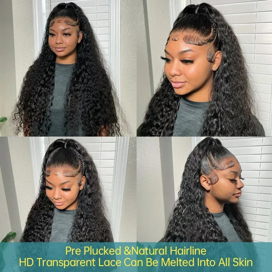 250 Density 13X6 HD Lace Frontal Curly Wigs Human Hair 30 40 Inch Loose Deep Wave 13X5 Transparent Lace Front Wet And Wavy Wig 4