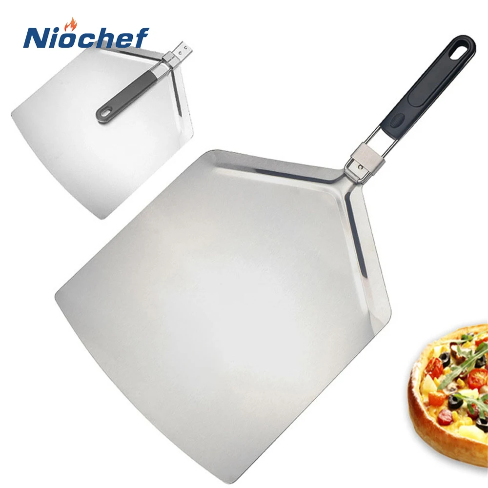 PizzaPeelFoldingStainlessSteelPizzaShovelPlasticHandleNonstickPizzaPaddleSpatula