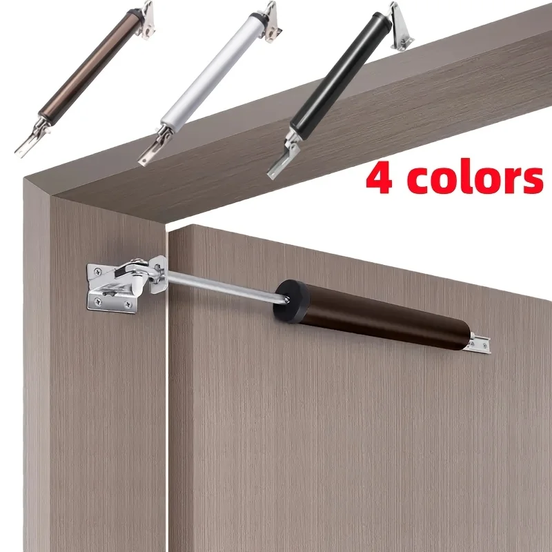 ตัวปิดประตูอัตโนมัติแบบเงียบ 1 ชิ้น - ผิวโลหะขัดเงาสำหรับประตูไม้ - สีดำ, สีเงิน, สีขาว, สีกาแฟ (ตัวเลือกเสริม) 1