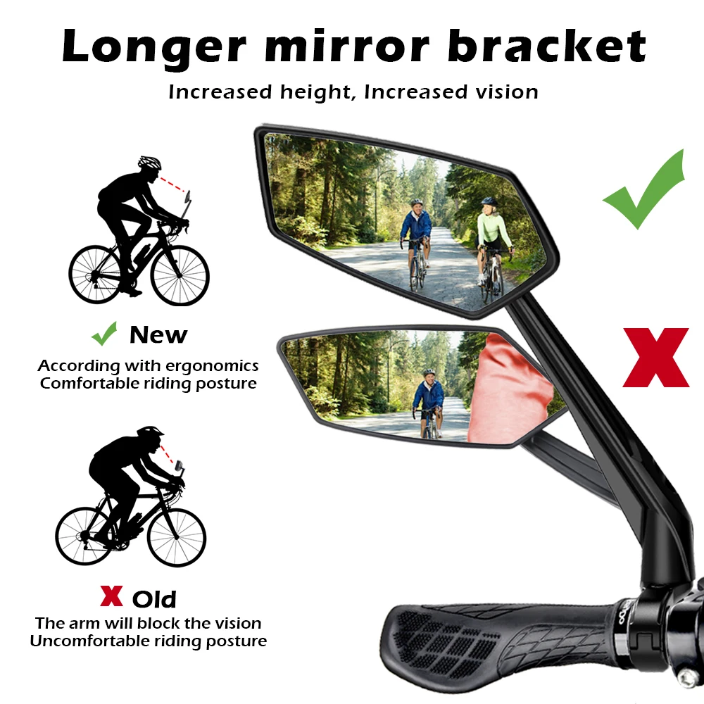 Espejo Retrovisor Para Bicicleta - 1 Par Ajustable 360°, Antivibración, Para Manillar De 17,4 A 22 Mm, Ideal Ciudad