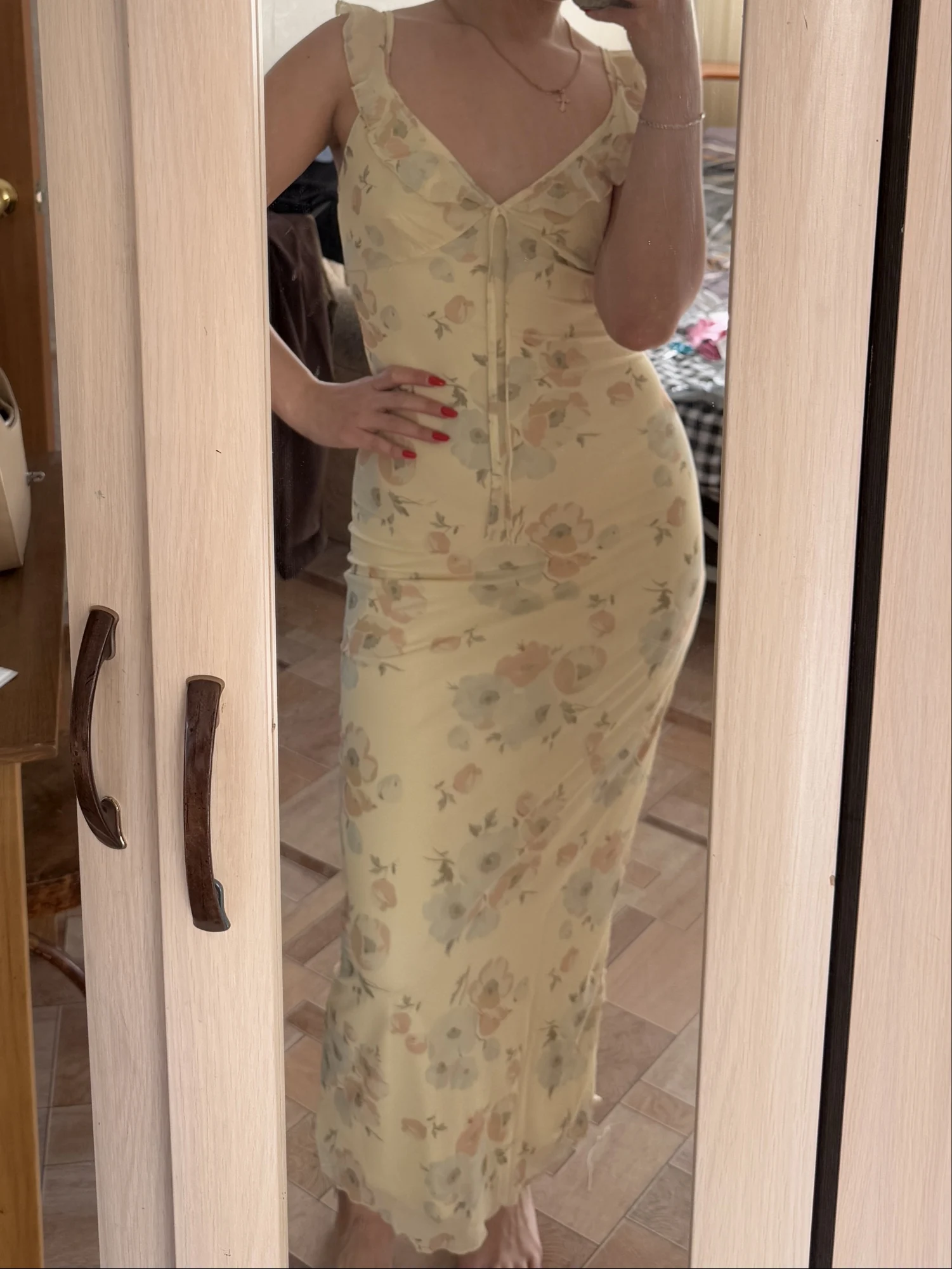 Cryptographic Summer Floral Print Plunge Maxi Dress photo review