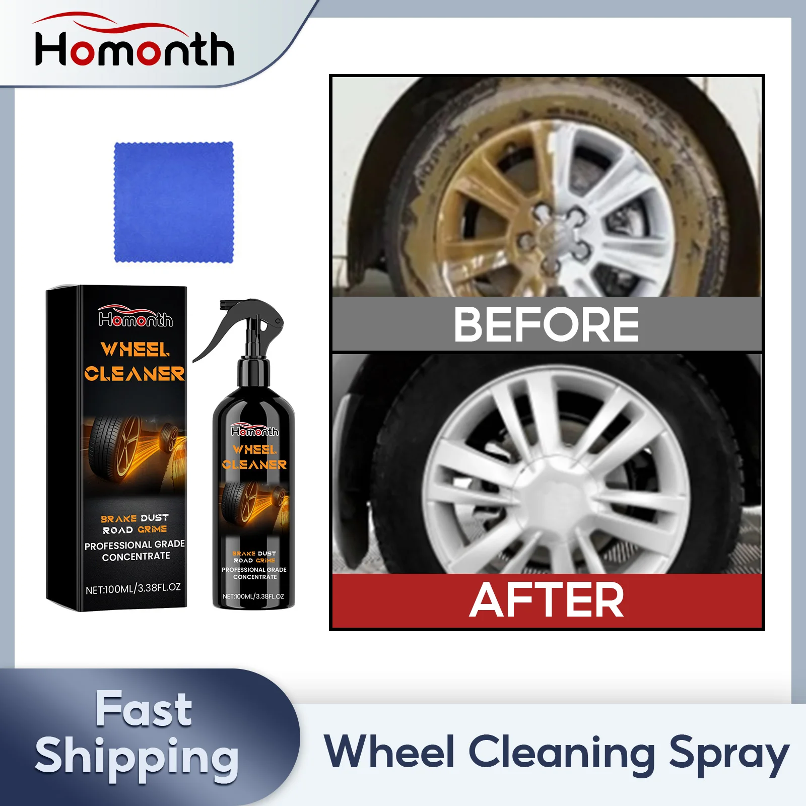 

Wheel Cleaning Spray Iron Remover Professional Dust Rim Rust Cleaner Detailling Brake Polishing Tyre Rims Rust Removal Spray