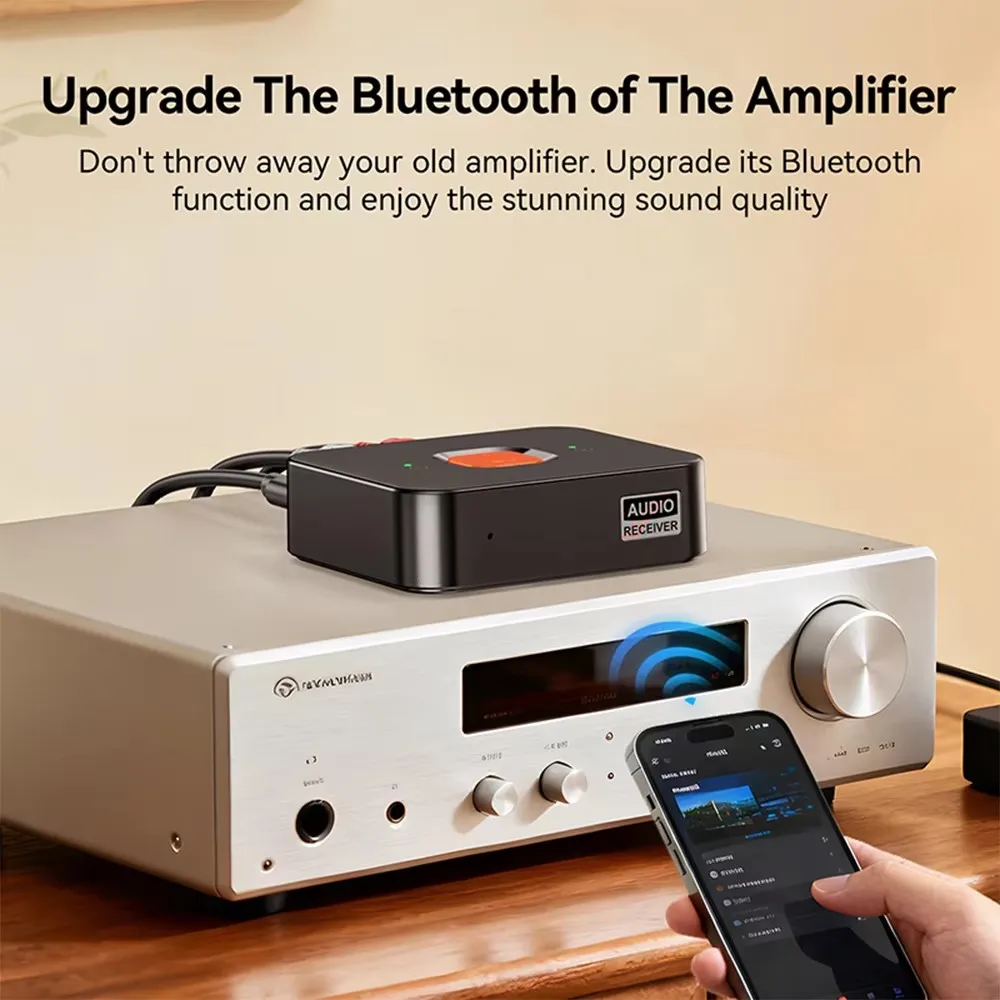 블루투스 6.0 수신기 3.5mm AUX 잭 RCA 무선 어댑터 내장 마이크 스테레오 음악 무선 어댑터 홈 스피커/앰프용