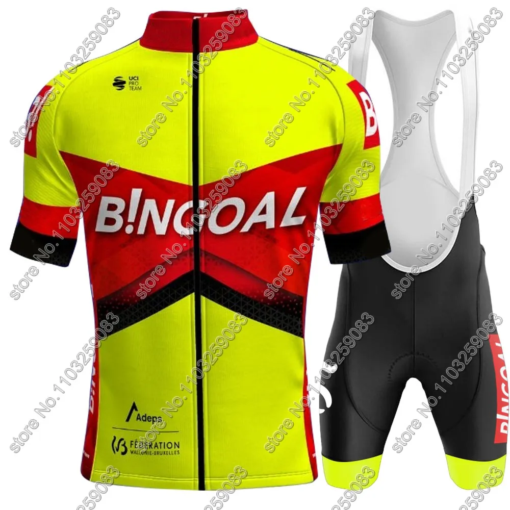 Bingoal WB Cycling Jersey Team Set Short Sleeve Men Belgium Clothing Road Bike Shirts Suit Bicycle Bib Shorts MTB Ropa