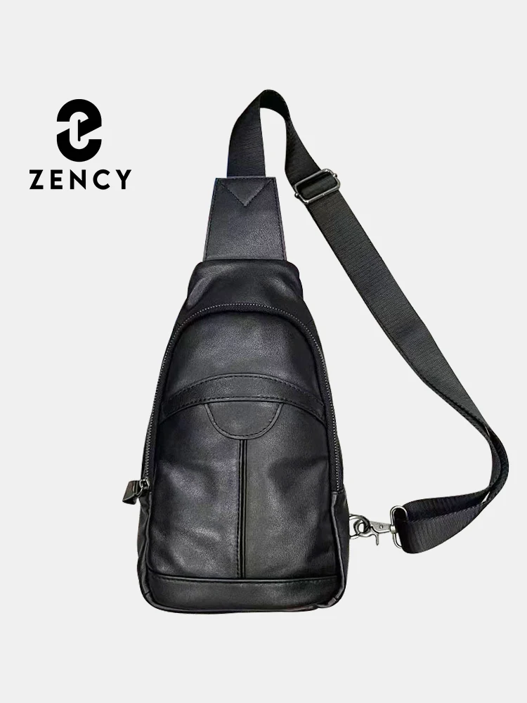 Мужская нагрудная сумка Zency, модная сумка-банан из натуральной кожи, Женская поясная сумка, сумка через плечо