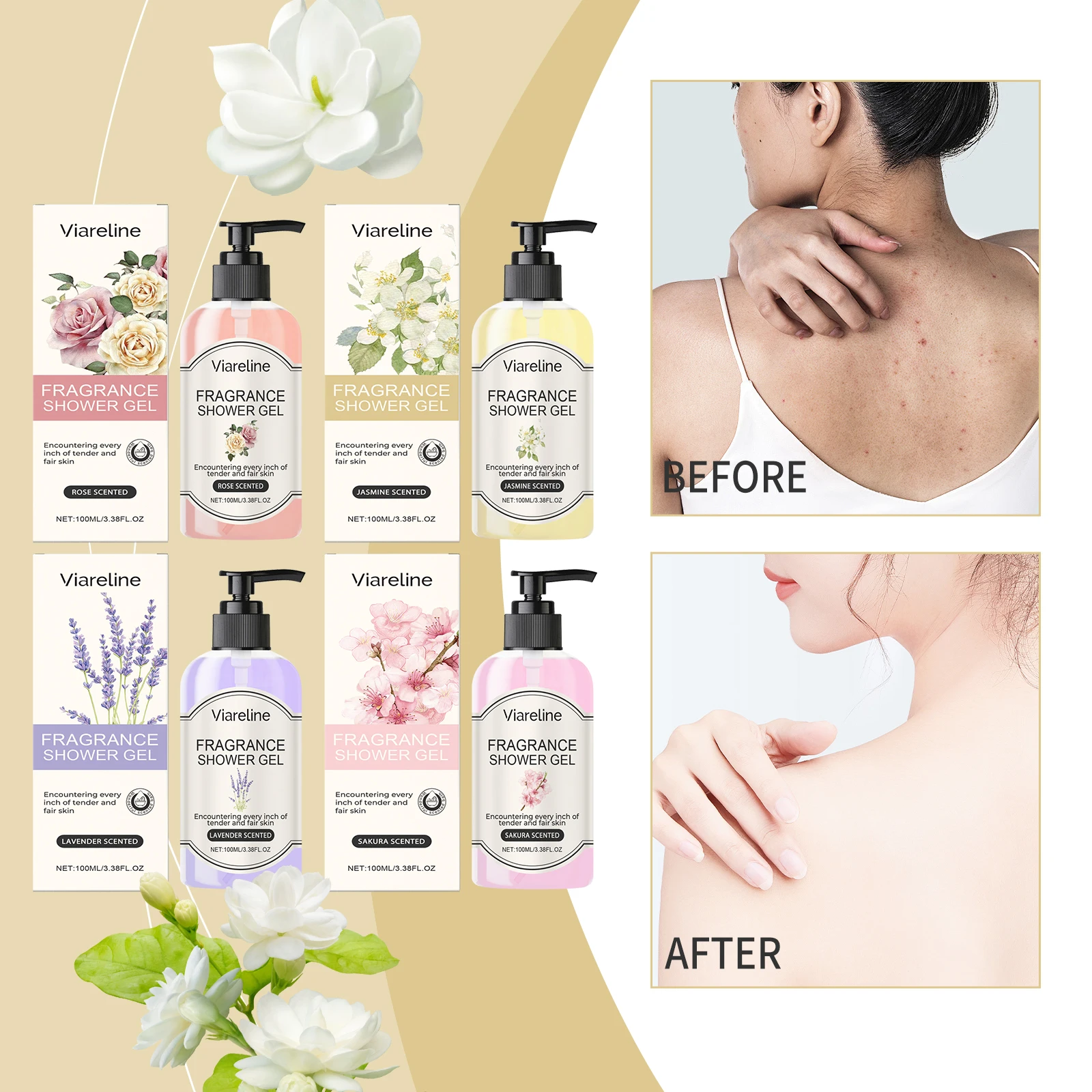 Fragrance shower gel for moisturizing care