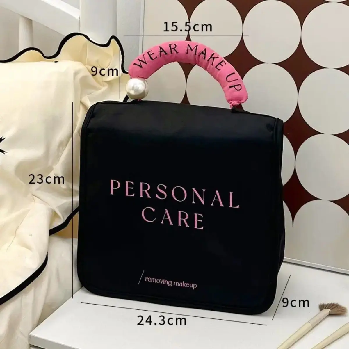 Neceser de viaje con gancho Bolso organizador de maquillaje con compartimentos