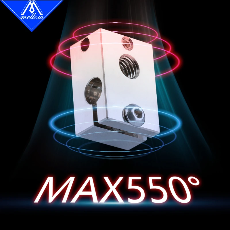 Mellow-bloco Aquecedor de Cobre Todo em Metal Extrusão Dupla Cnc Placa de Cobre Pt100 j Impressora 3d v6 Produto Quente - Imagem 6