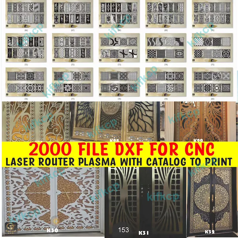 Laser Cut Designs Files 2000 Metal Door Home Garden Decor Sheet DXF Format 2D Vector Design CNC Laser Plasma Cutting Drawing Files Collection