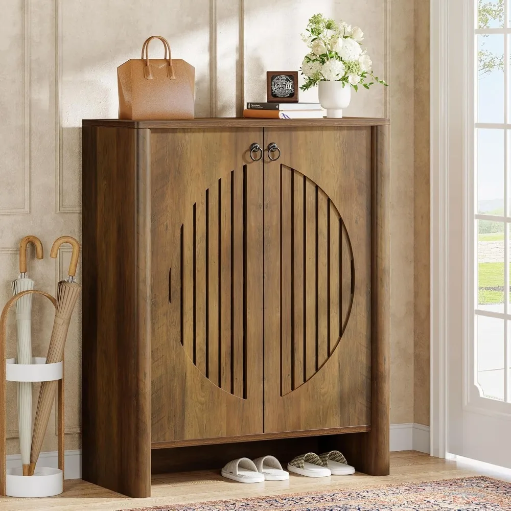 Shoe Cabinet with Doors, 5-Tier Shoe Storage Rack Organizer for Entryway, Living Room