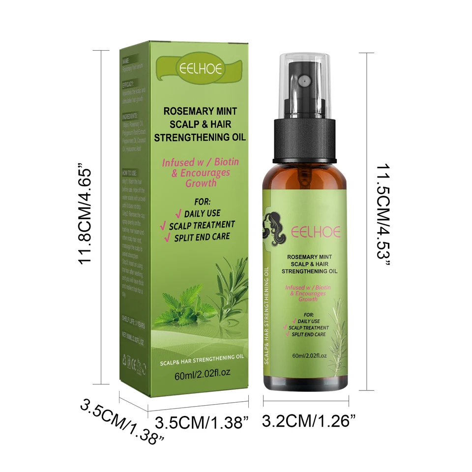 Rosemary Hair Growth Serum Spray 60ml Nourishes Scalp