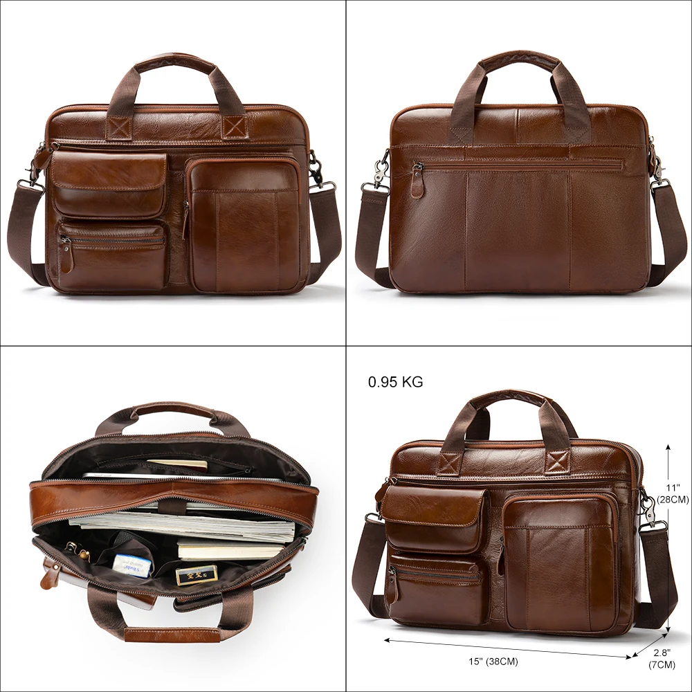 WESTAL New In Genuine Leather Men\'s Bag Man Executive Briefcase For 14”Laptop Male Cross Body Messenger Bag porte-documents A4