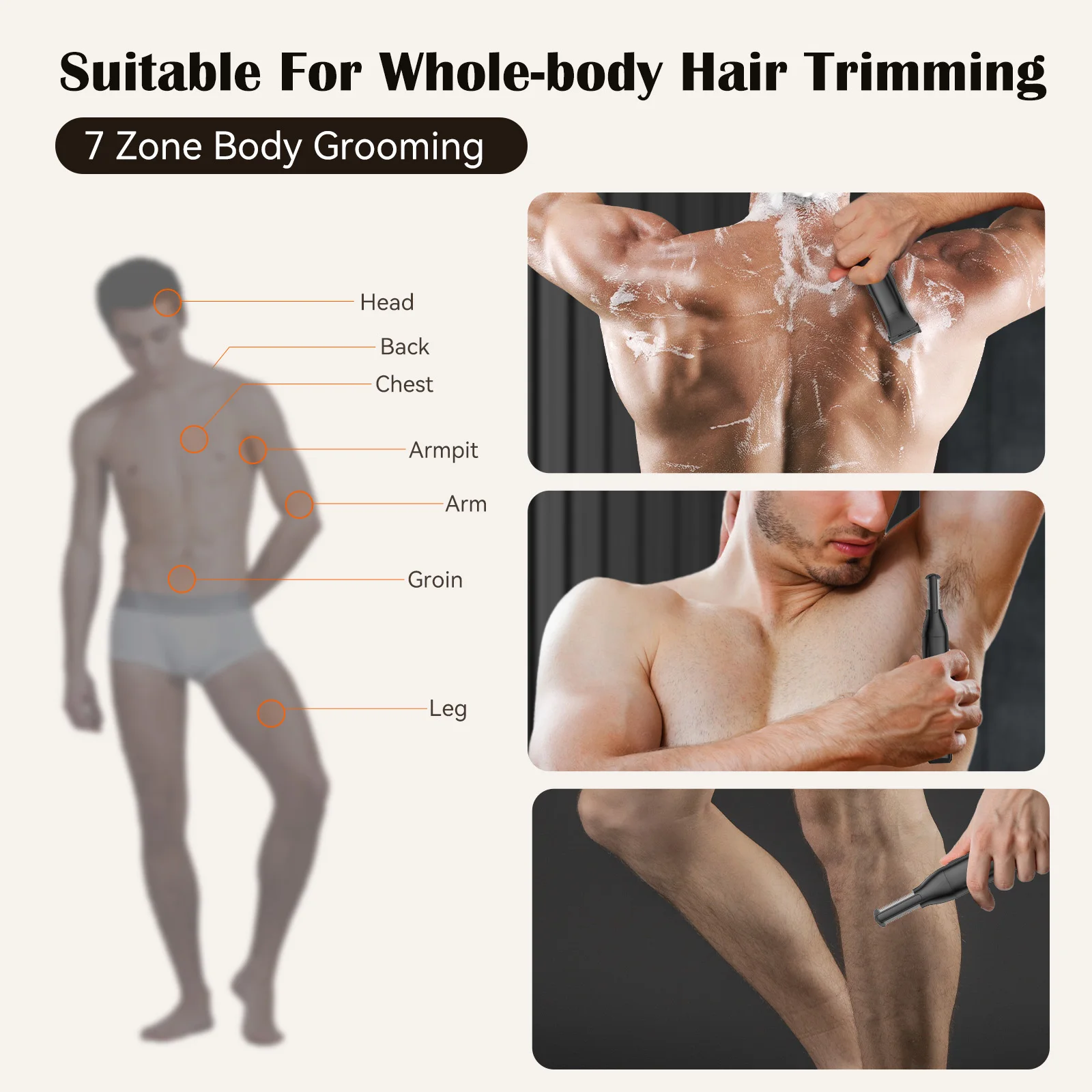 MAXGROOM Electric Body Hair Trimmer Bidirectional Shaving Waterproof Double-edged Razor Blade Groin Pubic Ball Trimmer for Men 4