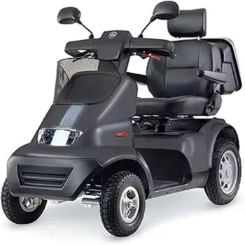 Scooter Elettrico Economico Afiscooter S4 - Scooter per Mobilità a Grandezza Naturale - 4 Ruote - Grigio Scuro Salute e Benessere