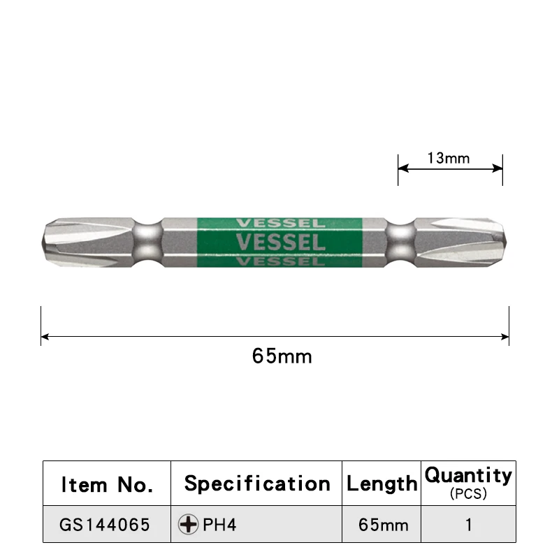 VESSEL 1/4 Inch Hex Shank Screwdriver Drill Bit Set Hex