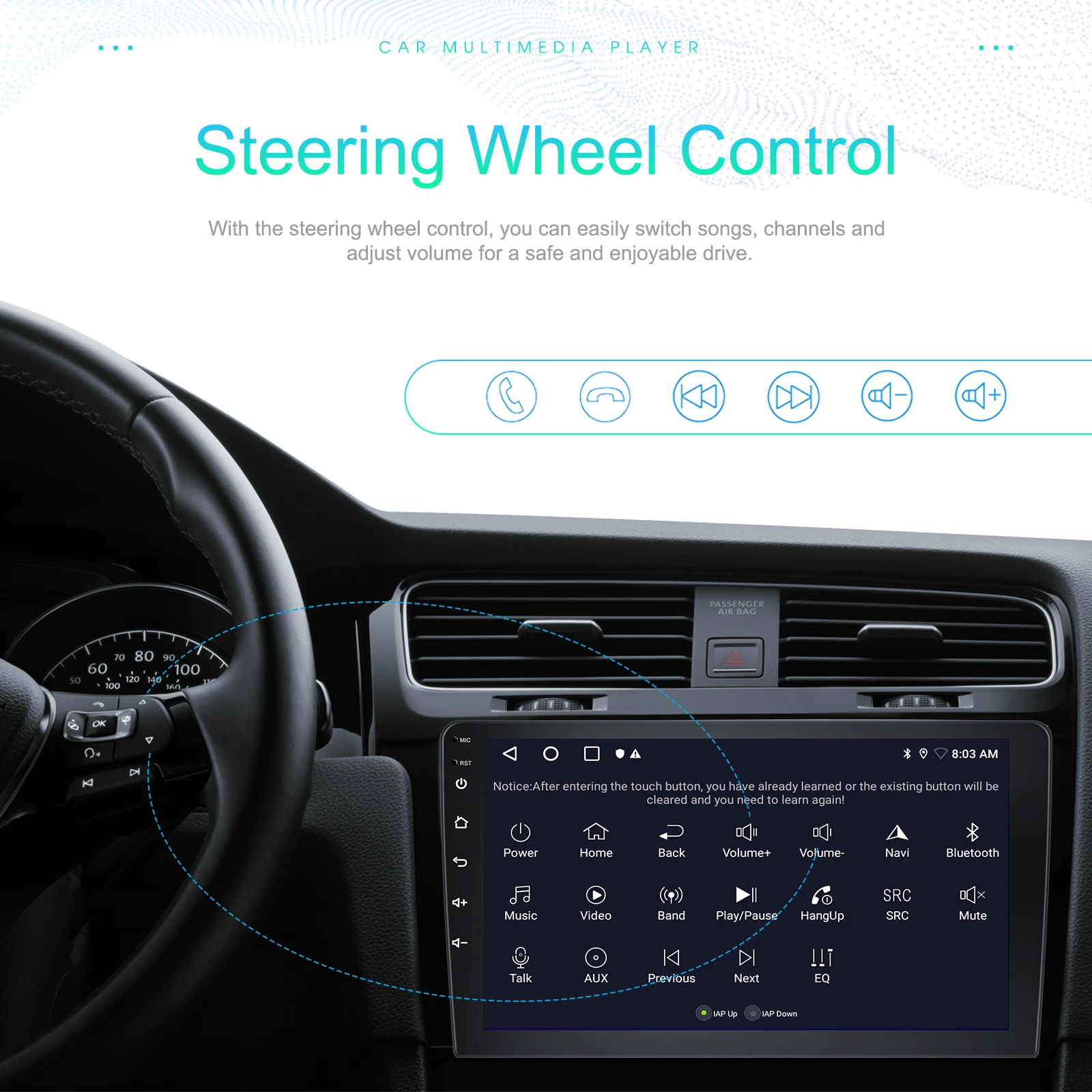Podofo Wireless CarPlay Android Auto Car Stereo Radio 10''2+64GB 2Din Universal Car Multimedia Player BT GPS FM WIFI Autoradio