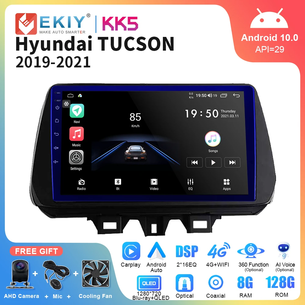 

EKIY KK5 Car Radio For Hyundai TUCSON 2019-2021 AI Voice Android Auto Multimedia Player Tape Recorder Carplay Stereo Navigation