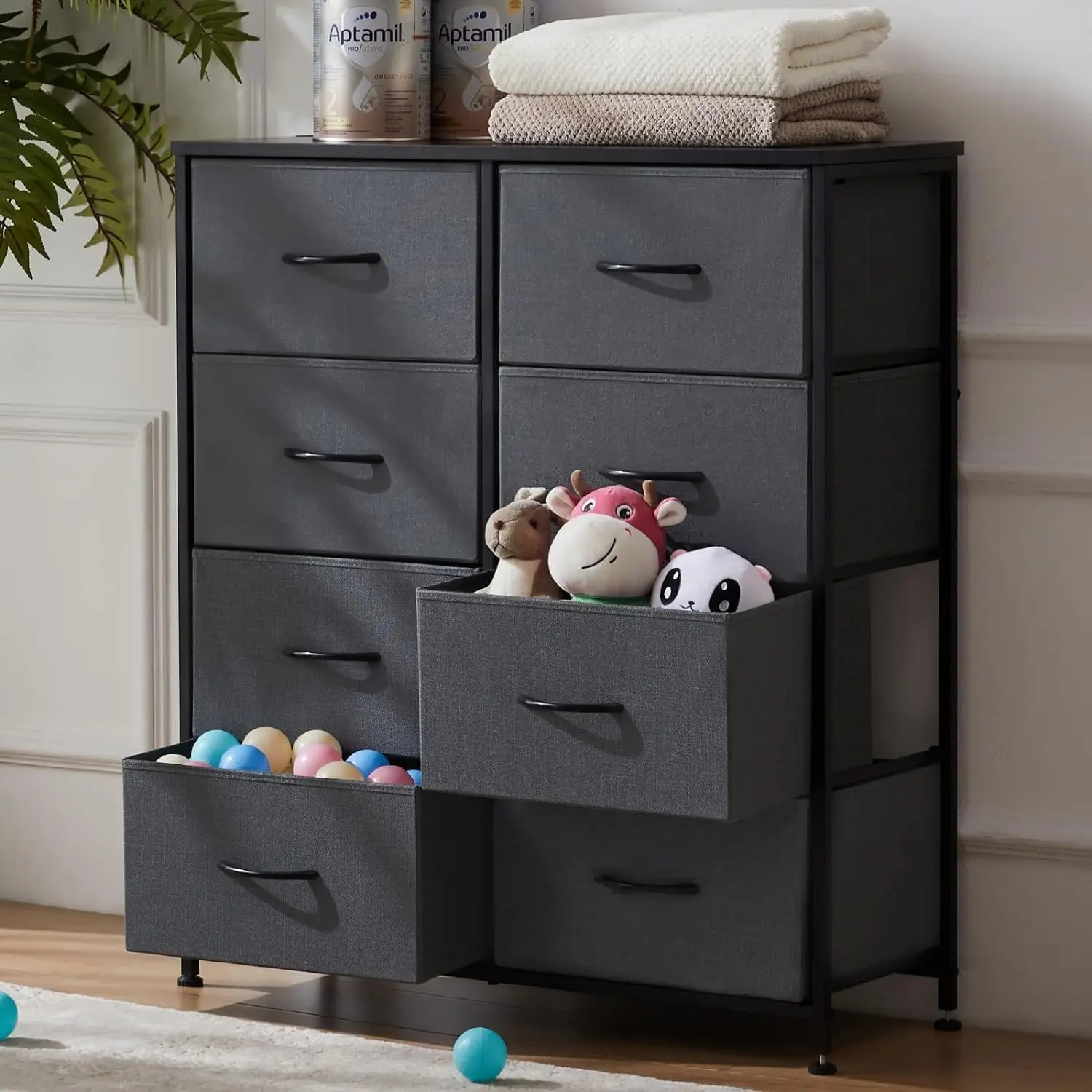 HEFPTURE 8-Drawer Storage Cabinet – Spacious Fabric Organizer with Durable Steel Frame, Ideal for Bedroom, Closet, or Office 4
