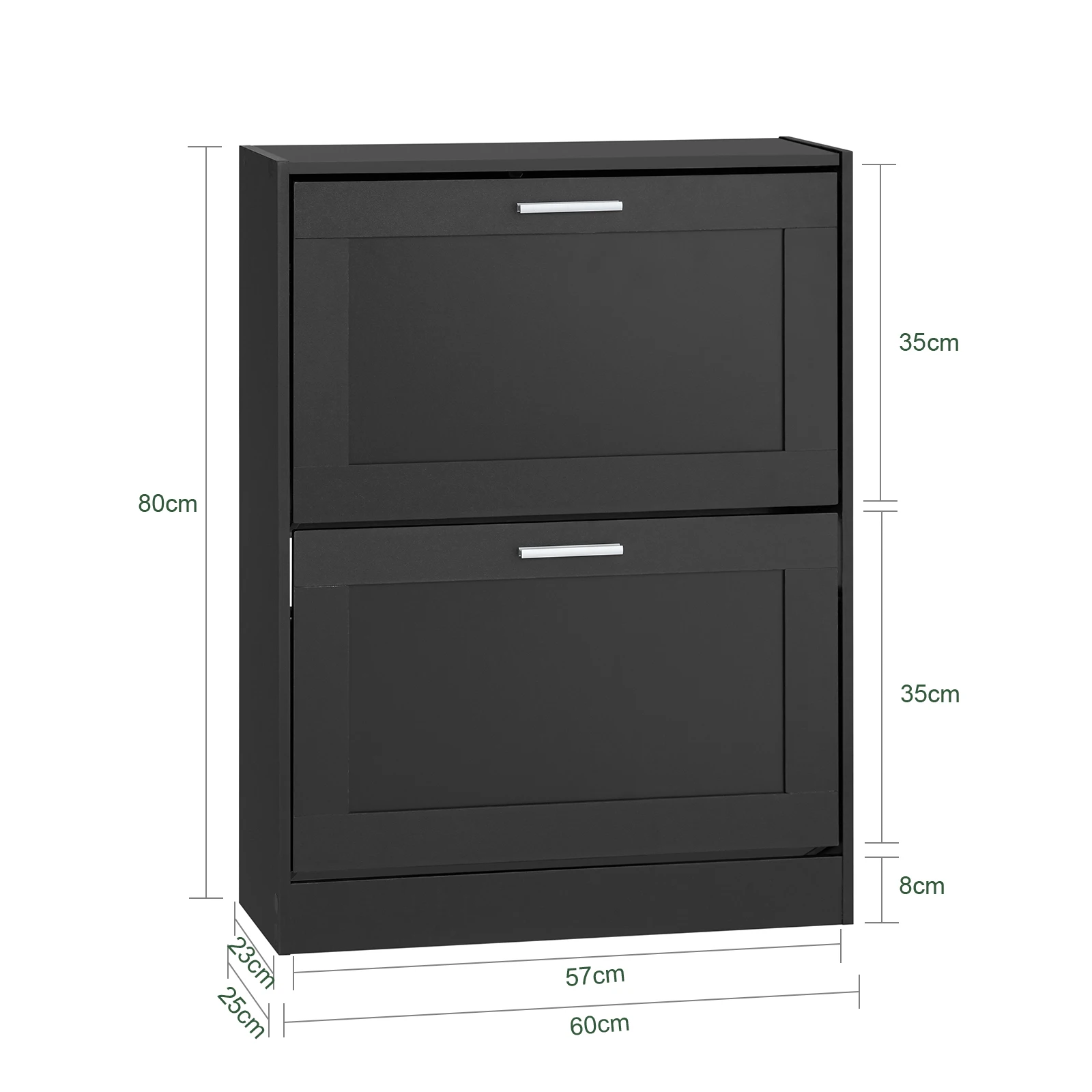 SoBuy FSR137-SCH Schuhkipper Schuhablage Schuhschrank mit 2 Klappen Schuhregal schmal Schuhkommode Schwarz BHT ca. 60x80x25cm – Detail 1