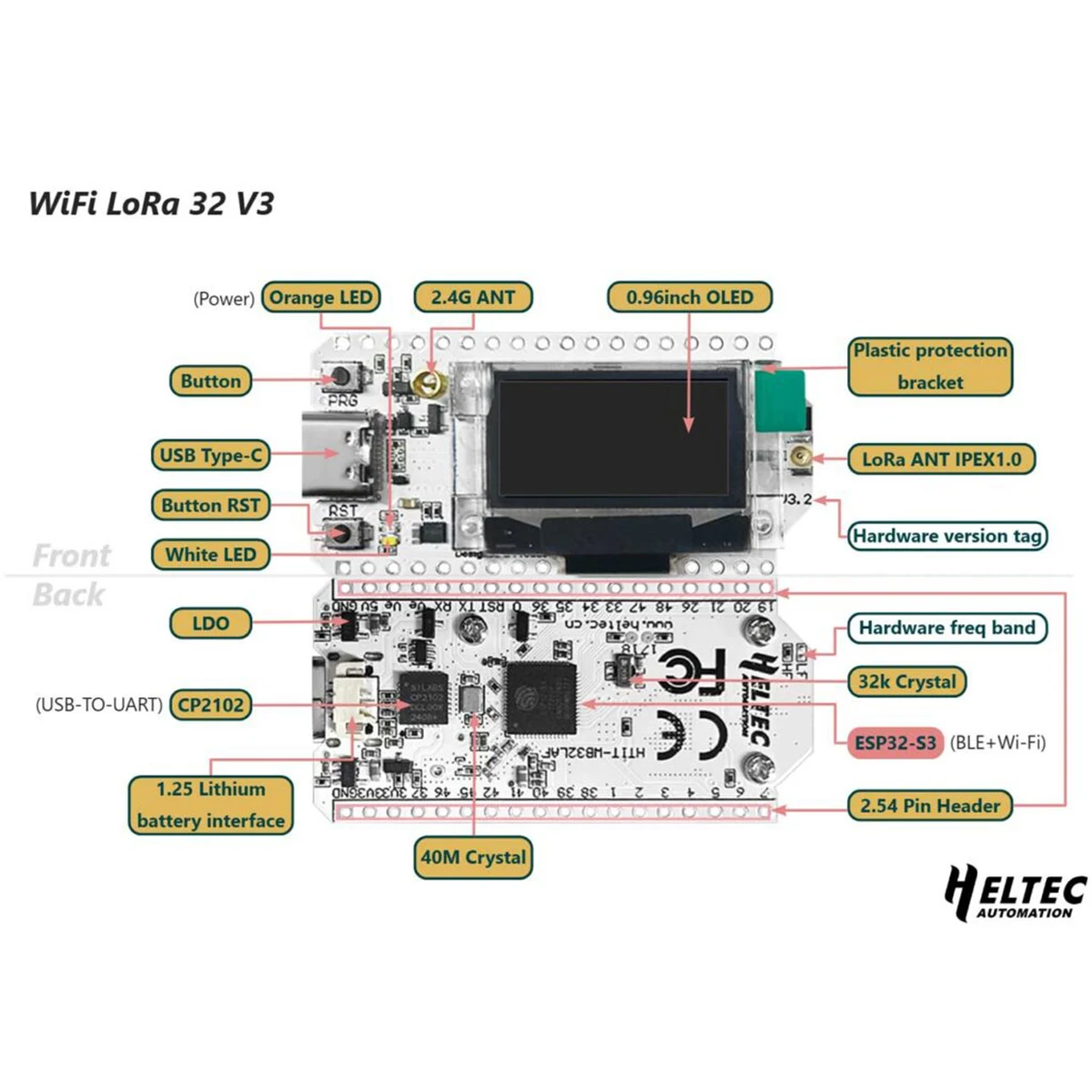 Heltel ESP32 LoRa V3 Development Board With OLED Display LoRa Antenna SX1262 LoR