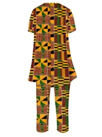 Plus Size European and American Multicolored Plaid Geometric Print Outfit, Fashionable Wide-Leg Pants Set, Comfortable to Wear, - Image 4