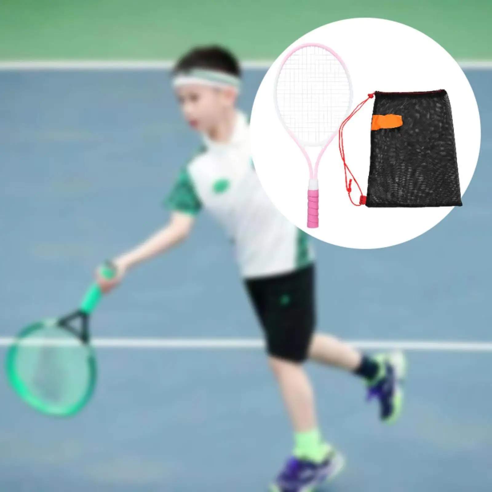 Kids Tennis Racket 21 inch Professional Iron Alloy Frame Nonslip Grip Tennis Equipment Racquet for Park Recreational Backyard