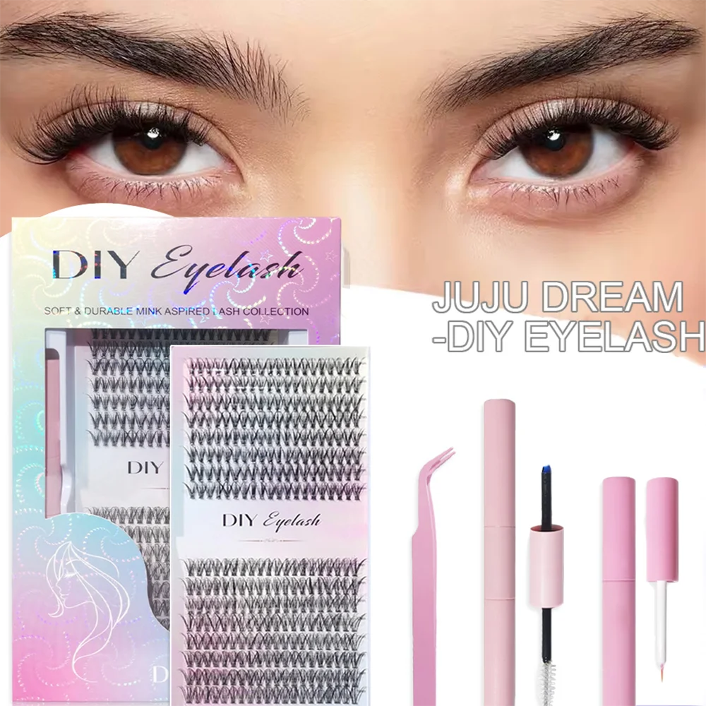 Lash Extension Kit 3D DIY Cluster Lash Kit Glue-Free Self-Adhesive