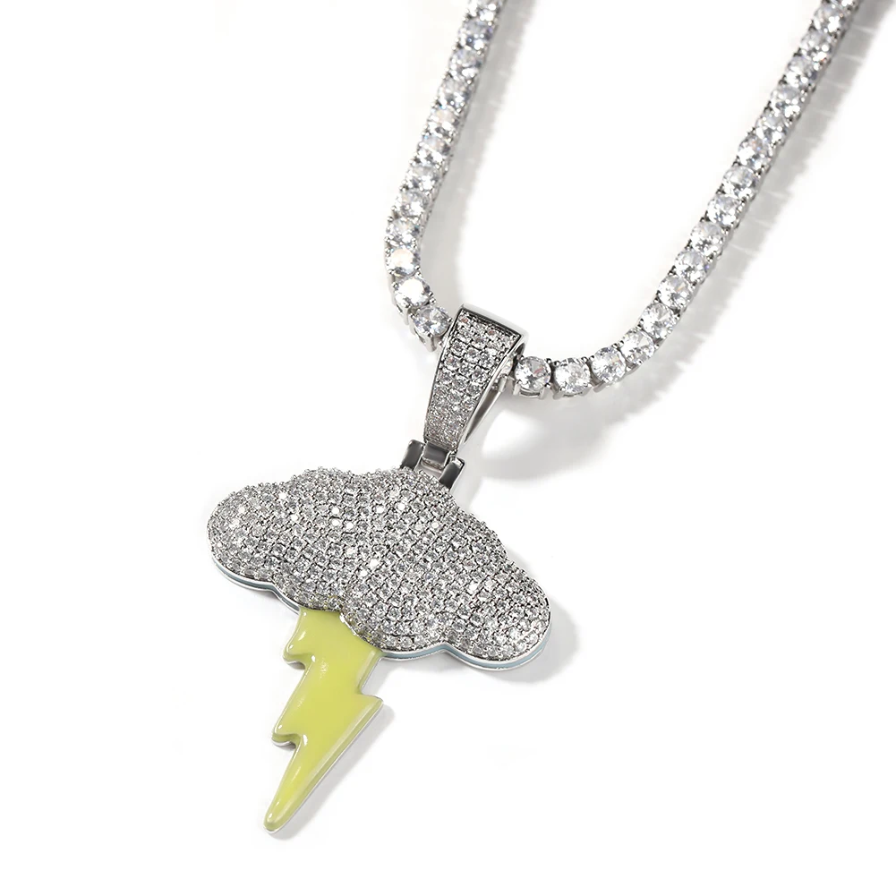 THE BLING KING Cloud Lightning Pendant Necklace For Men Cubic