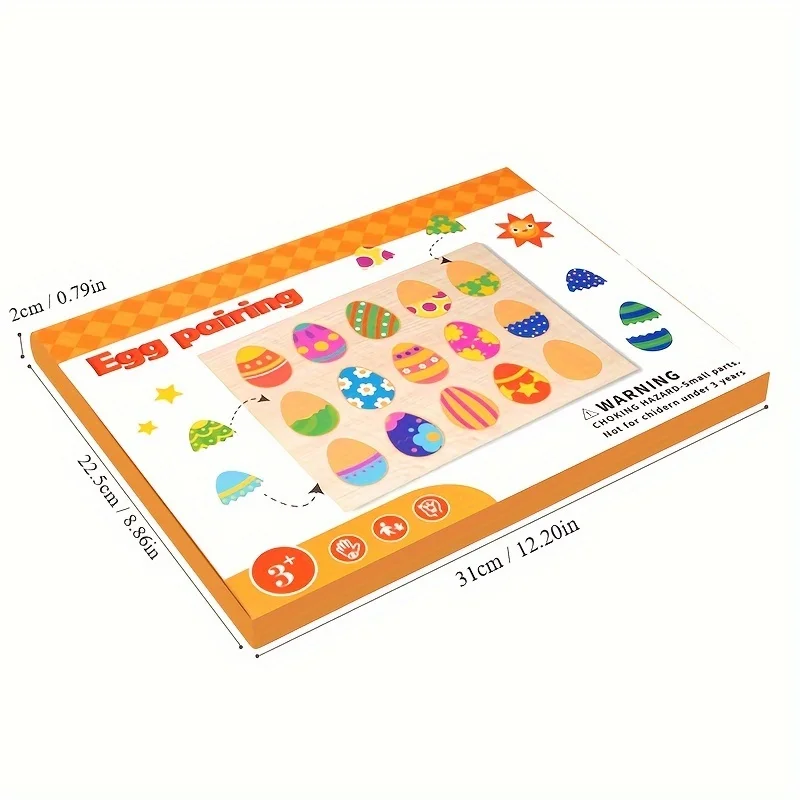Easter Egg Matching Puzzle Toy for Kids Montessori Wooden Colorful Eggs Shape Matching Game for Fine Motor Skills Development 6