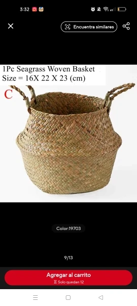 Zerolife-Seaweed Wicker Basket for Dirty Cloth, Laundry Storage Bakset, Hand Woven, FLower Plant Pot, Home Garden Cesta Mimbre photo review