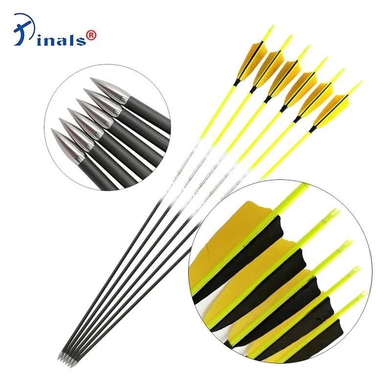 

Pinals Hunting Bow Archery Carbon Arrows Shaft Spine 500-1000 Turkey Feathers Compound Recurve Bow Longbow Hunting Target