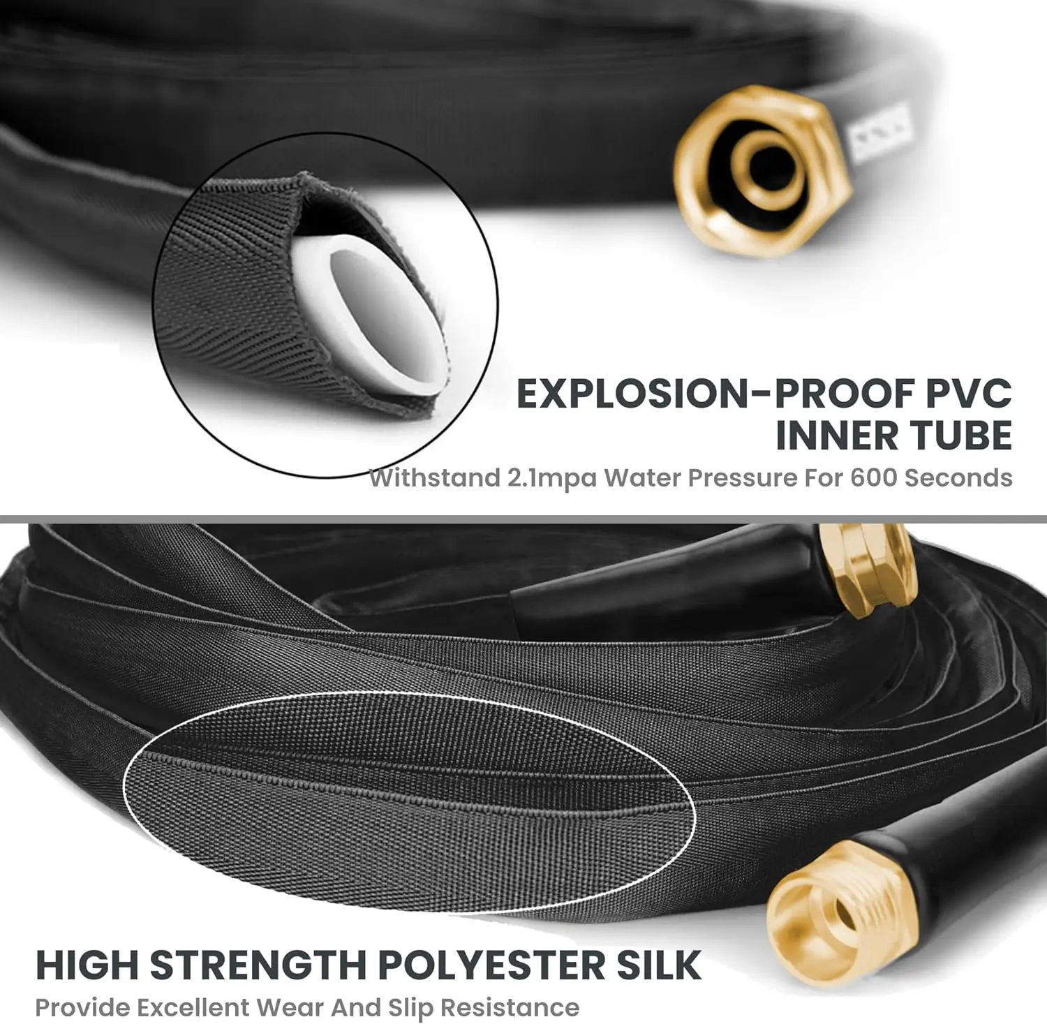 Giraffe Tools Garden Hose Lightweight Lay Flat Water Pipe Kink Free Flexible Hose with 9 Spray Function Nozzle(Black) 3