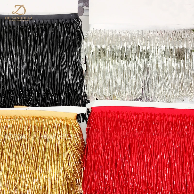 5 야드 그린/블랙/실버 바느질 구슬 술 골드 무거운 수제 프린지 패션 액세서리 공예 커튼 파티 드레스 트림