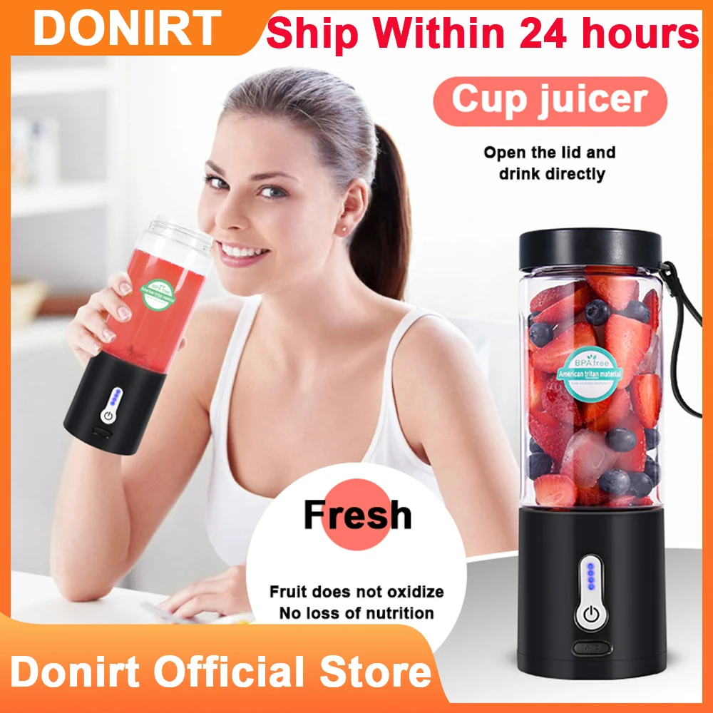 DONIRT Portable Rechargeable 580ML New electric juice cup Mixers Fresh Fruit Juicers Blender Smoothies Mixer Smoothie Maker