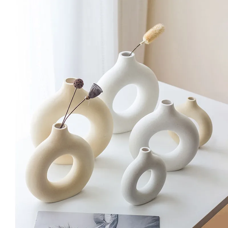 Tanio Nordic ceramiczny wazon okrągły Hollow wazon doniczki doniczka dla sklep