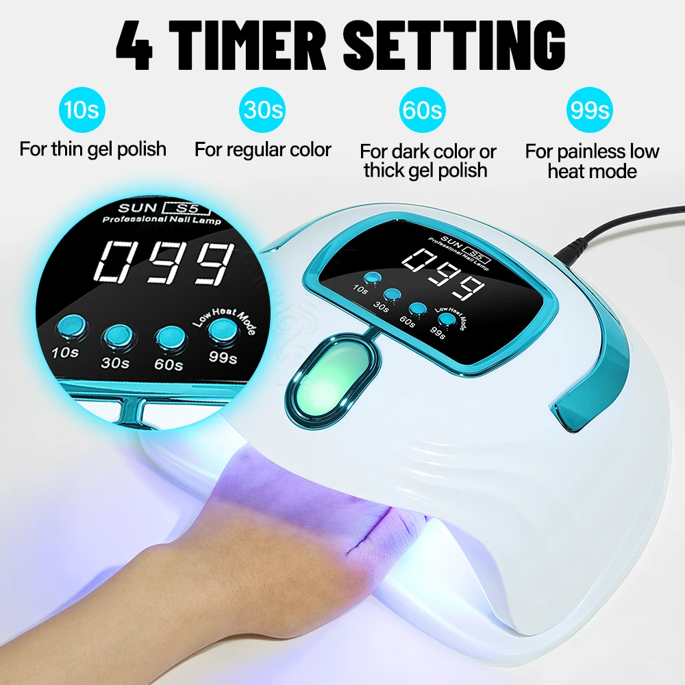 LED Nail Lamp 268W for Gel Nails Dryer Lamp with 57pcs Lamp Beads 4 Timers Professional UV Light for Home Salon Nail Art Tools 3